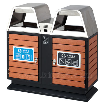 钢木垃圾桶