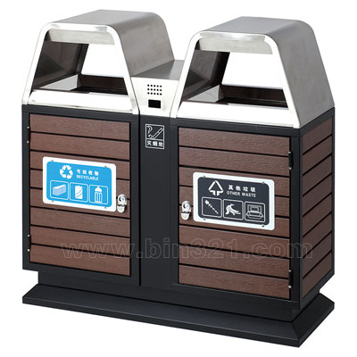 钢木垃圾桶